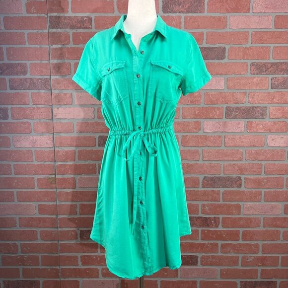 Love Tree | Green Tencel Shirt Dress - Picture 2 of 11